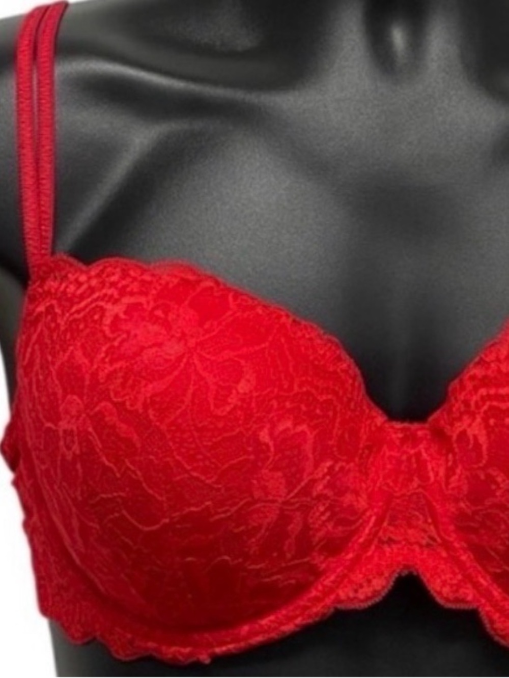 PINK by Victoria’s Secret Red Floral Lace Push-Up Underwire Bra 36DD - Picture 5 of 5